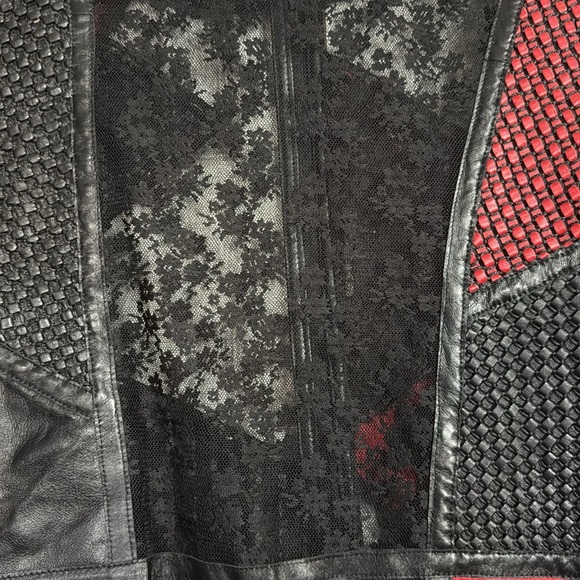 Vintage Stillman Studio leather and lace patchwork jacket Size 2x - Picture 6 of 9